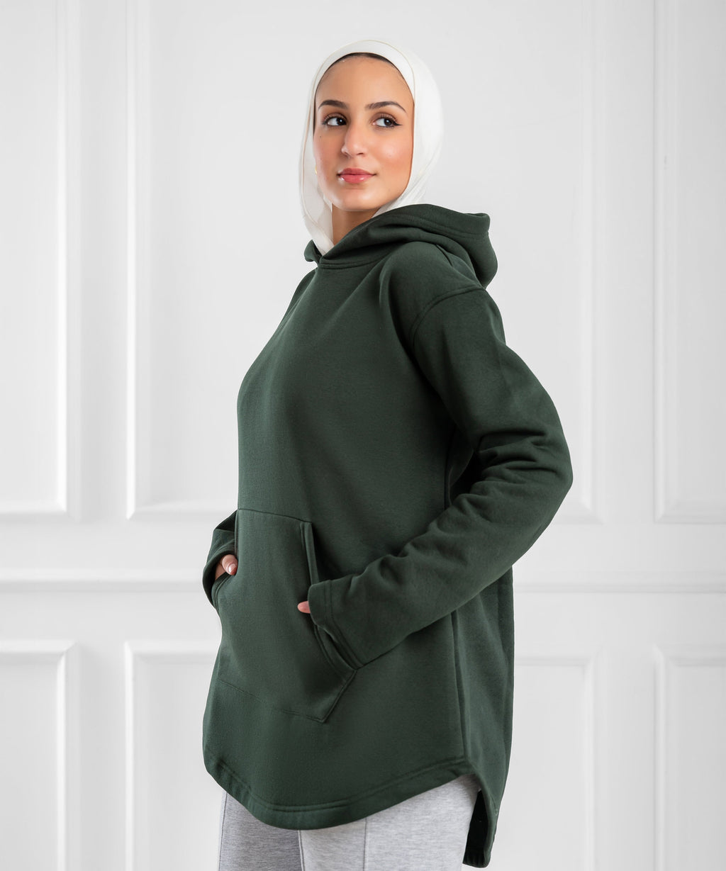 Heavyweight Melton Cotton Unisex Hoodie - Dark Green - Akira #  #