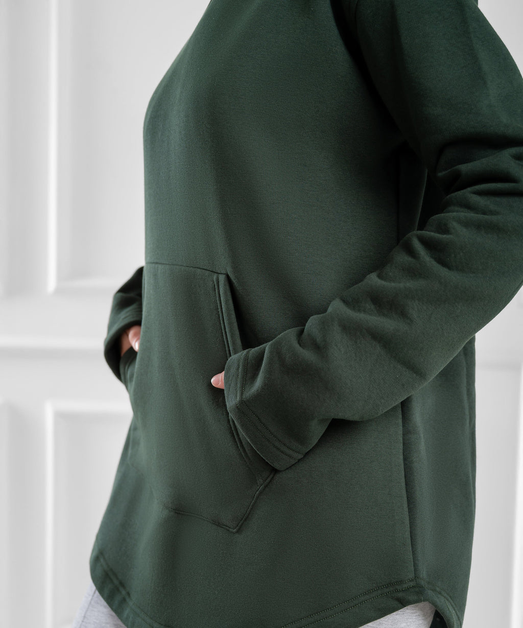 Heavyweight Melton Cotton Unisex Hoodie - Dark Green - Akira #  #